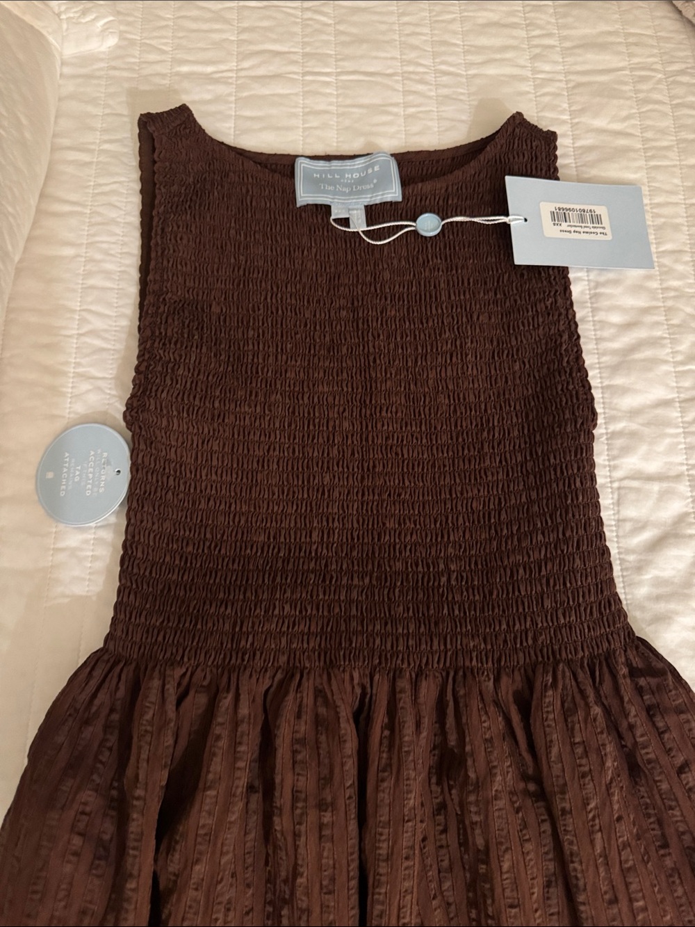 Hill House Brown Smocked Midi Dress - Picture 2 of 5